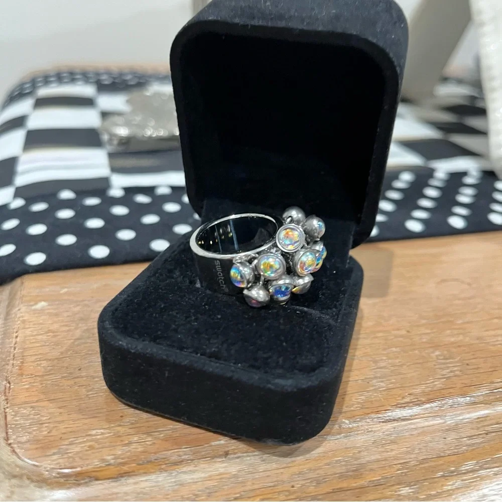 Swatch Silver Ring with Iridescent Stones - Picture 1 of 4